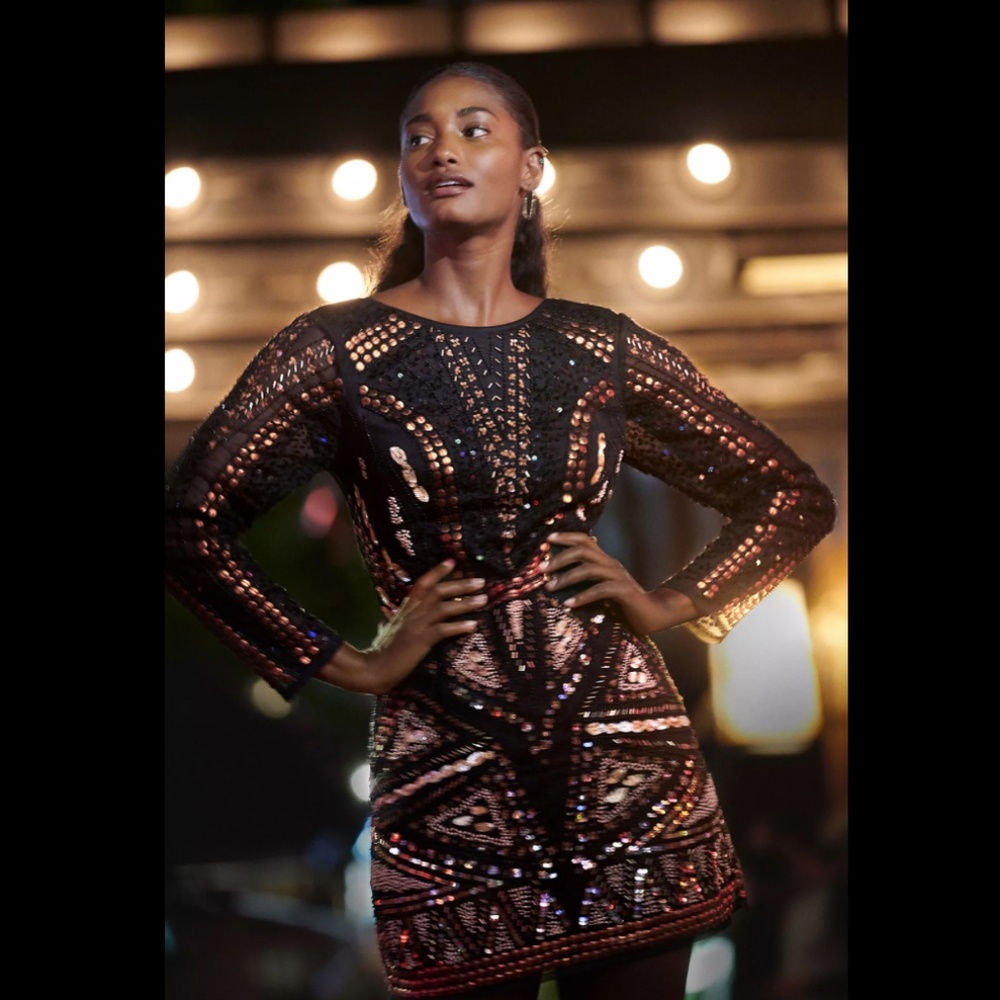 ANTHROPOLOGIE LET ME BE BEADED MINI DRESS